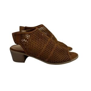 AMERICAN EAGLE Laser Cut Open Toe Brown booties - Size 7 Boho Chunky Coastal